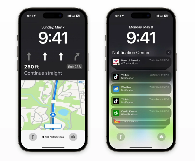 益阳苹果维修服务分享iOS17锁屏地图导航半屏显示长什么样 